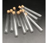Outer Diameter 20mm Round Bottom Thickened Glass Test Tube Lab Glass Reagent Reaction Container with Cork Stopper(20x100mm 20pcs)