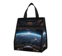 Outer Space Views from The Spaceship - Sac à déjeuner isotherme pour homme et femme, grand sac d'épicerie réutilisable, grand sac isotherme étanche et pliable pour le travail, le camping, le