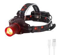 Outerdo Lampe frontale LED rechargeable 1000 lumens avec lumière rouge zoomable pour chasse, astronomie, vision nocturne, camping, pêche (lumière rouge)