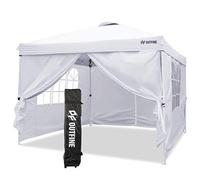 OUTFINE Auvent 3 x 3 m Tente instantanée commerciale entièrement imperméable avec 4 parois latérales amovibles à fermeture éclair, 8 piquets, 4 cordes (blanc, 300 m)