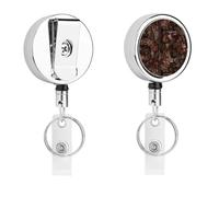Outfitter Tuff - Enrouleur de badge rond rétractable en acier inoxydable - Porte-badge robuste en nylon - Clip de ceinture et porte-clés pour homme et femme