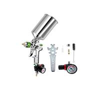 OUTFYT 2.5mm Pistolet De Pulvérisation Professionnel Alimentation Par Gravité Kit Avec Régulateur Peinture Apprêt Métal Flocon 1L Bricolage En Aérosol,Haute efficacité