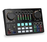 OUTFYT AME2 Interface Audio Carte Son DJ Mixer Tout en Un Studio de Podcast Portable,Compatibilité Universelle