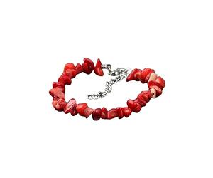 OutFyt Bracelet 7 Chakras, Pierre De Corail Rouge Naturel Bracelet De Pierres Précieuses Extensible Irrégulière Chakra Bracelet En Cristal De Guérison Bracelet De Yoga Réglable Bracelet Charme Bijoux