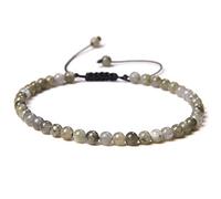 OutFyt Bracelet en Cristal De Chakras De Pierres Précieuses Naturelles pour Femmes, Bracelet De Perles en Pierre De Labradorite De 4Mm, Bracelet Tissé Réglable, Bracelets Assortis À Breloques pour
