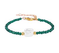 OutFyt Bracelet en Cristal De Guérison en Pierre Émeraude Naturelle À Facettes De 3 Mm pour Femmes, Bracelet De Pierres Précieuses Chakra De Forme Carrée, Bijoux De Charme De Yoga Réglables pour Homm