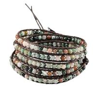 OutFyt Bracelet En Cuir De Pierre D'Onyx Naturel Pour Femme, Ensemble De Bracelets Bohème À 5 Brins De Perles À La Mode, Ensemble De Bracelets En Pierres Précieuses, Bijoux Cadeaux Pour La Fête