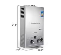 OUTFYT Chauffe-Eau à Eau Naturelle liquéfiée 6L / 8L / 10L / 12L / 16L / 18L 36KW Chauffe-Thermostat Chauffe-Eau méthane gaz,RéSiste Aux Hautes TempéRatures(10L)