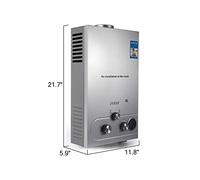 OUTFYT Chauffe-Eau à Eau Naturelle liquéfiée 6L / 8L / 10L / 12L / 16L / 18L 36KW Chauffe-Thermostat Chauffe-Eau méthane gaz,RéSiste Aux Hautes TempéRatures(8L)