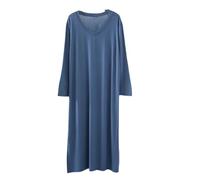 OutFyt Chemise De Nuit Longue pour Femme Modal, Manches Longues Ourlet Fendu Chemise De Nuit Grande Taille Vêtements De Détente Doux Nuisettes Col Rond Chemise De Nuit Vêtements De Détente D'Ét