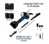 OUTFYT Ciseaux électriques de Taille électrique sans Fil, Coupe-Branches Jardin 40mm, sécateur d'arbres, Batterie,Série Professionnelle(WS-8605pro with Pole)