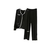 OutFyt Ensembles De Pyjama Femme Ensemble De Pyjama pour Femme en Modal, Col en V Classique, Vêtements De Nuit, Chemises De Nuit, Coupe Extensible, Manches Longues, Pyjama Doux, Ensembles De Pyjama