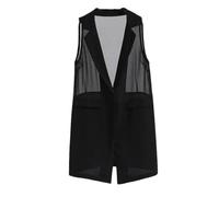 OutFyt Gilet Blazer sans Manches pour Femmes Gilet Long Cardigan, Ouvert Devant Élégant Veste De Poche en Crêpe Manteau D'Été Bureau Blazer Veste Gilet,L