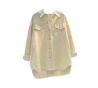 OutFyt Haut Femme Chemisier en Velours Côtelé pour Femme, Chemise Boutonnée, Style Boyfriend, Décontracté, Élégant, avec Poches, Automne-Hiver, Décontracté, pour Le Travail Au Bureau, Chemi