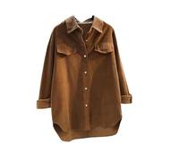 OutFyt Haut Femme Manteaux Chemises en Velours Côtelé pour Femmes, Chemises Boutonnées Boyfriend, Chemise Décontractée, Chemisier Élégant avec Poches, Automne Hiver, Chemisier Ample pour Le T