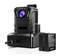 OUTFYT KJ09 Mini caméra corporelle Full HD 1296P montée sur Le Corps Carte SD intégrée 64GB IP66 étanche Support à Objectif Externe, Série Garde(Plug)