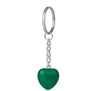 OutFyt Porte Clef Filleporte-Clés en Pierre De Jade Verte Naturelle, Pendentif en Forme De Cœur, Porte-Clés De Moto, Pierre Précieuse De Chakra, Cristal De Guérison, Porte-Bonheur, Porte-Clés pour Fe