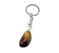 OutFyt Porte-Clés De Voiture en Pierre d'oeil De Tigre Naturel, Porte-Clés De Moto Irrégulier, Pierre Précieuse De Chakra, Cristal De Guérison, Porte-Clés De Vélo pour Femmes Et Hommes, Cadeau De No