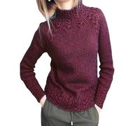 OutFyt Pull Femme Hiver Pulls pour Femmes Pull Col Montant Pull en Tricot Torsadé Pull À Manches Longues pour Femmes Décontracté Élégant Automne Hiver Tricots Chauds pour Le Quotidien Vin Roug