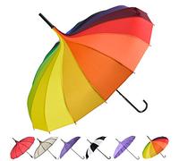 Outgeek arc-en-ciel Parapluie Pagode Long manche vintage coupe-vent Parapluie Parasol, coloré