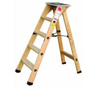 Outifrance 8831250 Escabeau Bois professionnel simple plan de montée 4 marches avec tablette