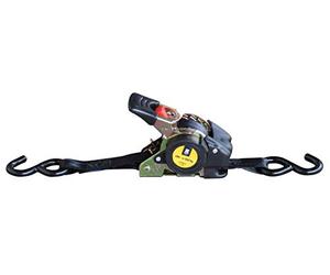 Outifrance Sangle d'arrimage Auto-rétractable - 3m x 25mm Noir - Compatible avec Voiture, Camionnette, SUV, Camion, Motocyclette, etc.