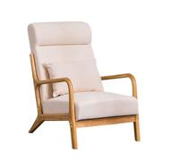 OUTIFUOTPP Chaise d'appoint rétro Moderne, canapé du Milieu siècle, Cadre en Bois Massif, Oreiller de Taille, Chaise Club Lounge, 26"(High Back Beige)