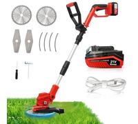 OUTIGO Debroussailleuse électrique, Débroussailleuse à Gazon avec Batterie 21 V 4000mAh/2 * 4000mAh, poignée télescopique réglable, pour l'élagage de la Cour/du Jardin