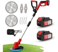 OUTIGO Decespugliatore a Batteria, Tagliabordi tagliaerba a Batteria, 2 Batteries 21 V * 4000mAh, Coupe-Bordures électrique 3 en 1, Manche télescopique Pliable, débroussailleuse de Jardin sans Fil