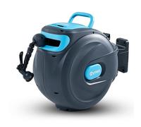 OUTIGO Enrouleur Tuyau Arrosage Mural 35m, Rembobinage Auto avec Verrou et Support Pivotant 180°, Dévidoir de Tuyaux d'Eau avec Buse à 8 Modèles pour Arroser le Jardin et Nettoyer la Voiture