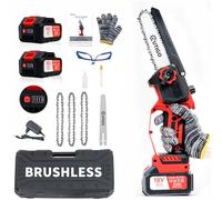 OUTIGO Tronçonneuse à batterie, 6 Pouces, 2 * 3000Ah, MINI Tronçonneuse sans fil, 3 chaînes+1barres de guidage de chaîne,Pour scier le bois et les arbres fruitiers