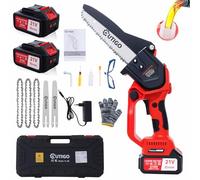 OUTIGO Tronçonneuse à batterie, 8 pouces, 2 * 4000mAh Akku, MINI Tronçonneuse sans fil, 4chaînes+3 barres de guidage de chaîne (8C)
