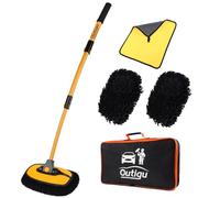 Outigu Brosse de lavage de voiture avec manche télescopique, kit de nettoyage 3 en 1 pour voiture, camion et maison