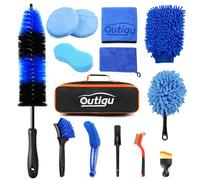 Outigu Kit de nettoyage de voiture 14 pièces - Produits de lavage de voiture premium avec ensemble de nettoyage de vitres spécialisé, Kit de lavage de voiture intérieur et extérieur, Brosse de lavage