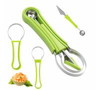 Outil à Découper Les Fruits 4 en 1 Cuillère à Fruits en Acier Inoxydable | Ensemble de d'Outils à Melon pour Légumes et Fruit