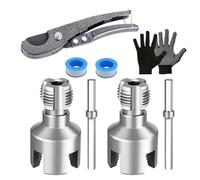 Outil à fileter les tuyaux avec gants, filières intégrées, fileteuse | kit 7 pièces pour filetage extérieur pour réparation intérieure et extérieure, plomberie,