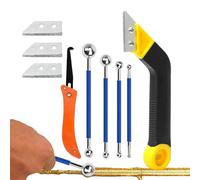 Outil à Joints, Kit De Réparation Et Finition Pour Mastic Et Coutures, Avec 3 Lames De Rechange Pour Raclette À Joint, pour Salle de Bain Douche Sol Mur Nettoyage et Pose de Carrelage
