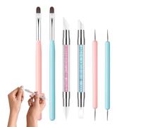 Outil À Ongles En Silicone - 6 Pièces Stylo Double Pointe En Silicone Pour Modélisation Design | Pinceau Trafilateur Double Pointe Kit Sculpture Gel Détail Manucure pour Débutant et Femmes