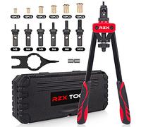 Outil à riveter 14" - Kit professionnel pour rivets avec M3 M4 M5 M6 M8 M10 métriques 6 mandrins et 60 écrous, conception permettant de limiter les efforts, avec étui de transport robuste