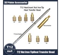 Outil chauffant pour fer à souder T12, kit d’embouts d’insertion pour écrous moletés M2 M3 M4 M5 M6 M8 à fusion chaude, installation de pièces imprimées en 3D 1 set