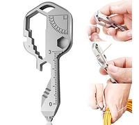 Outil clé multifonction | Outil clé extérieur | Ouvre-bouteille en acier inoxydable 24 en 1 | Mini clé portable | Utilisé pour les outils de ligne de coupe, ouvre-boîte, etc. (argent)