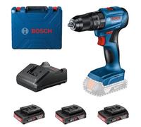 Outil combiné sans fil BOSCH GSB 185-LI + 3x batterie 2,0 Ah en mallette 0615990N1Z