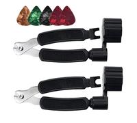 Outil Coupe-Cordes pour Guitare en Métal,avec médiators antidérapants et coupe-cordes intégré | Kit de 2 Pièces pour l'Entretien du Chevalet de Guitare,pour Guitaristes Débutants Répétitions
