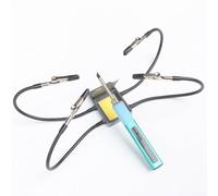 Outil d'aide à la soudure avec 4 bras métalliques flexibles, clips en silicone résistants à la chaleur, base en métal robuste et porte-éponge - Compatible
