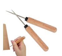 Outil d'alêne pour le travail du cuir - Manche en bois - Aiguille en acier inoxydable - Poinçon pour perforation du cuir - Pour bricolage, studio, atelier, débutant et professionnel, loisirs et