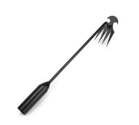 Outil d'arrachage de mauvaises herbes, outil de désherbage de jardin avec 4 dents, outils de désherbage en acier au manganèse, long manche pour potager, cour et plantation noir, 40 cm