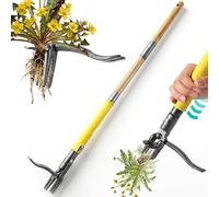Outil d'arrache-mauvaises herbes avec éjection par glissement, désherbeur en acier renforcé avec manche long à 3 sections, nettoyage sans contact pour pelouse et jardin, outil de désherbage robuste