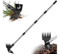 Outil d'arrache-mauvaises herbes avec long manche de 152,4 cm, outil manuel d'arrache-mauvaises herbes en acier inoxydable 2 en 1, binette de jardin robuste pour jardinage, désherbeur pour terrasse