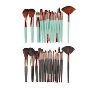 Outil De Beaute De Poudre De Fond De Teint De Tube De Cafe En Forme D'eventail De Brosse De Maquillage De 18 Pieces/Ensemble