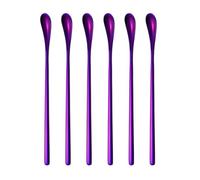 Outil de bricolage 19 x 3 cm Cuillère à mélanger en acier inoxydable pour la fabrication de cire, savon et bougies, facile à entretenir (violet)